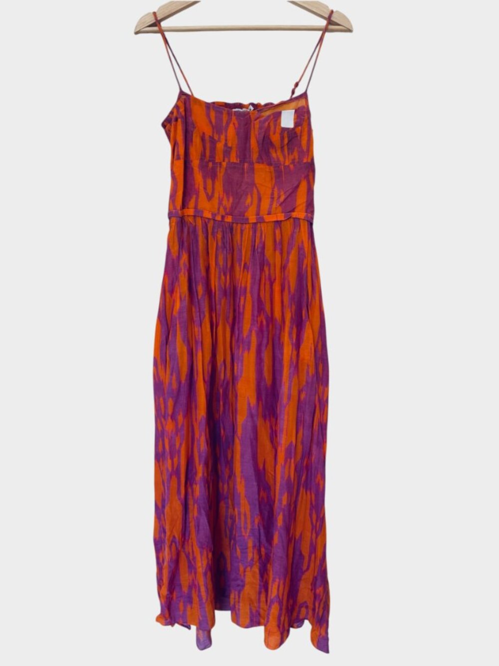 Maria Cher Targatal Midi Dress Square Neck Side Zipper, Orange Lilac - Picture 2 of 12